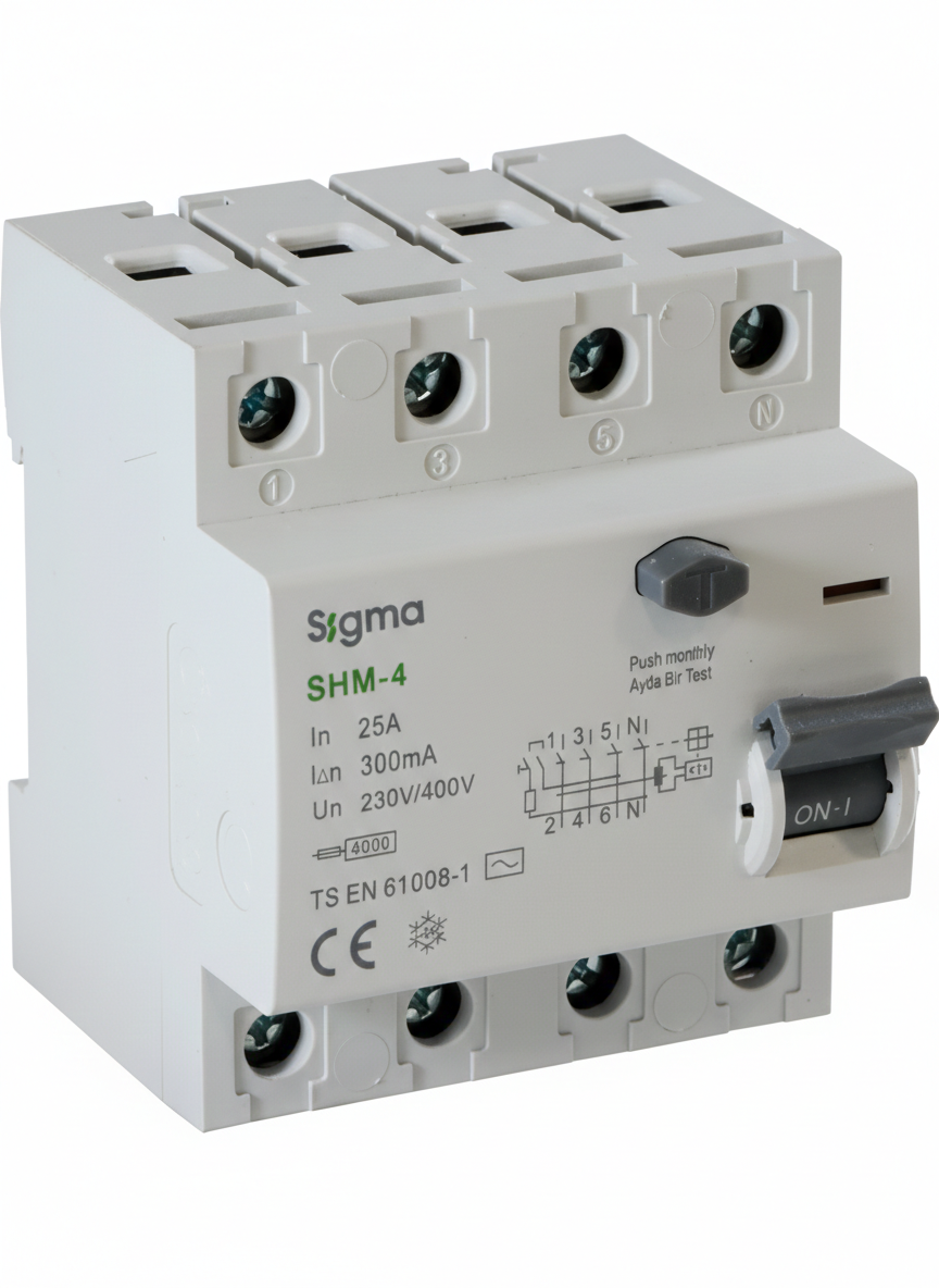 Sigma 30mA Hayat Koruma Kaçak Akım Şalteri 4P Trifaz...