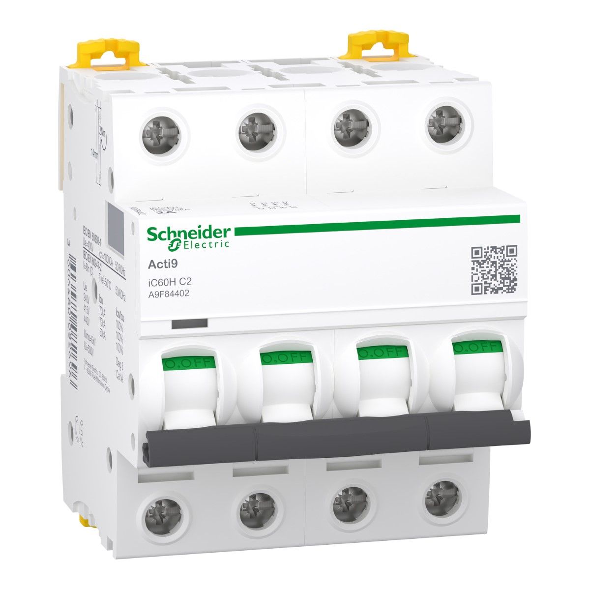 Schneider Acti9 Otomatik Sigorta 2A, 4 Kutuplu, C Eğ...