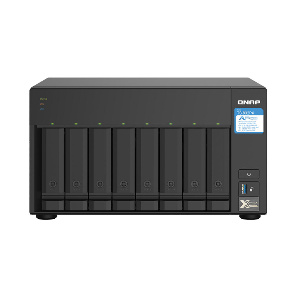 QNAP TS-832PX-4GB RAM 8 Hdd Yuvalı Tower NAS