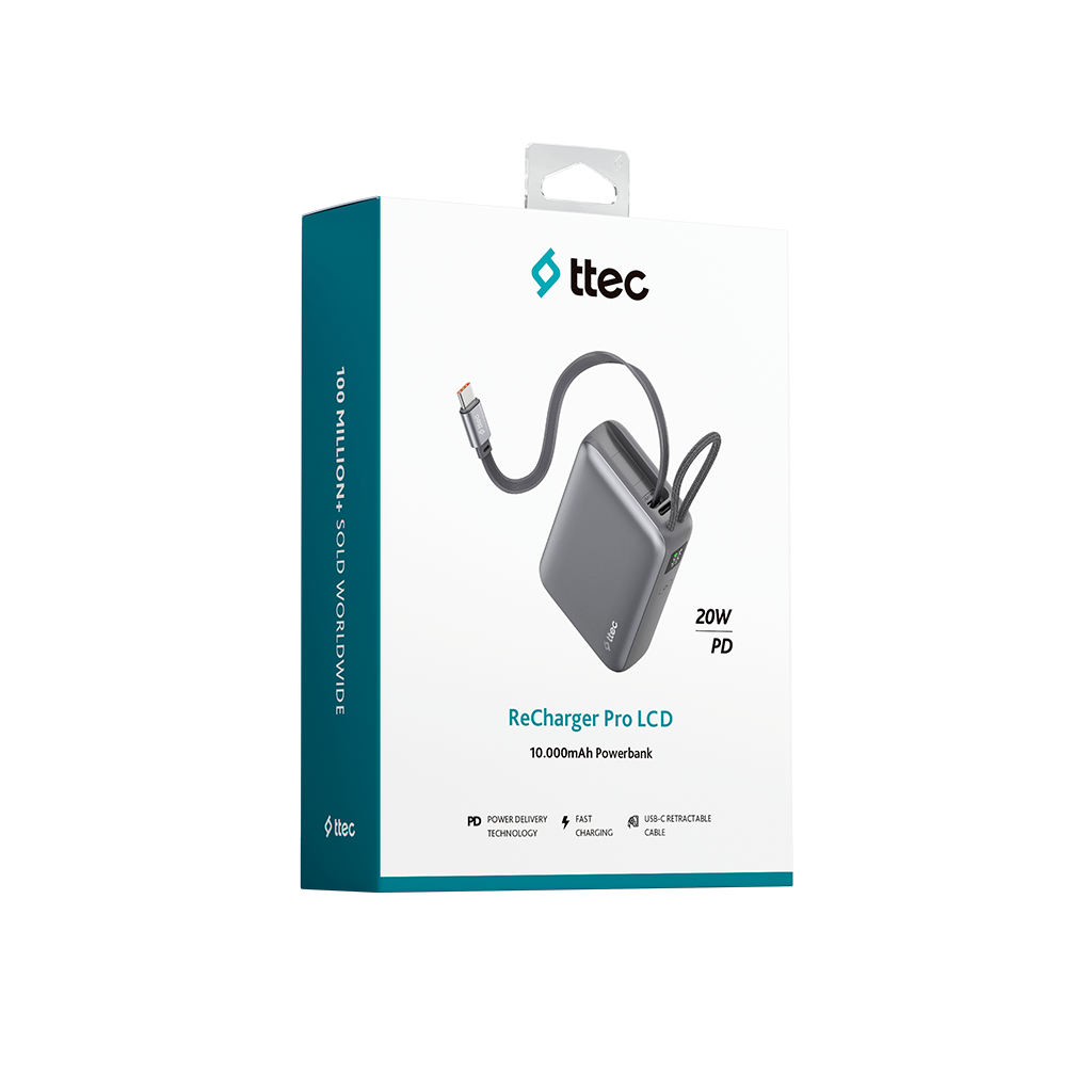 ttec ReCharger Pro LCD 10.000mAh PD 20W USB-C Makara...