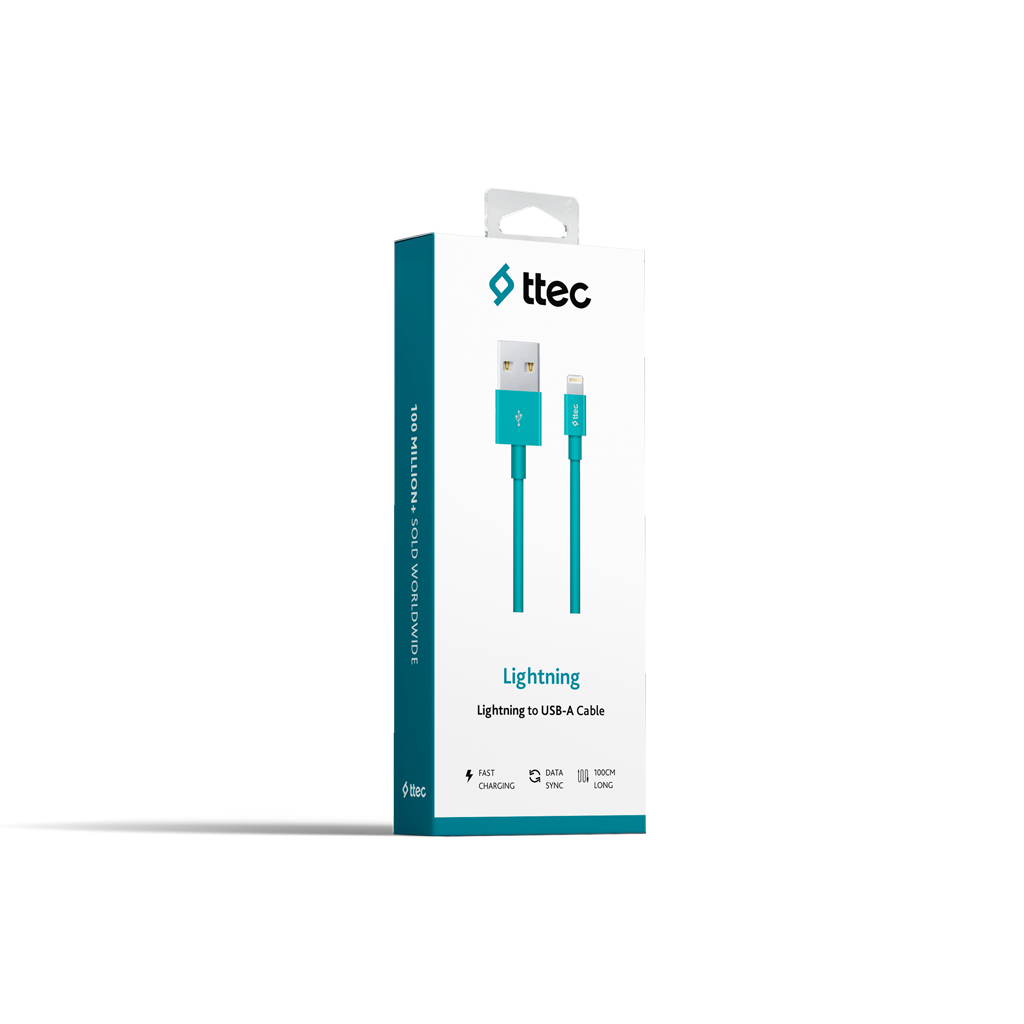 ttec USB-A - Lightning Şarj Kablosu- Turkuaz