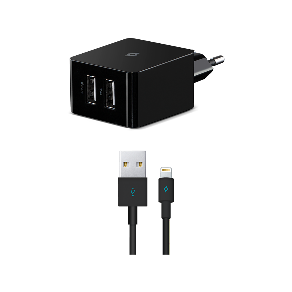ttec Quantum Duo MFi 1A+2.4A Seyahat Şarj Aleti Siyah