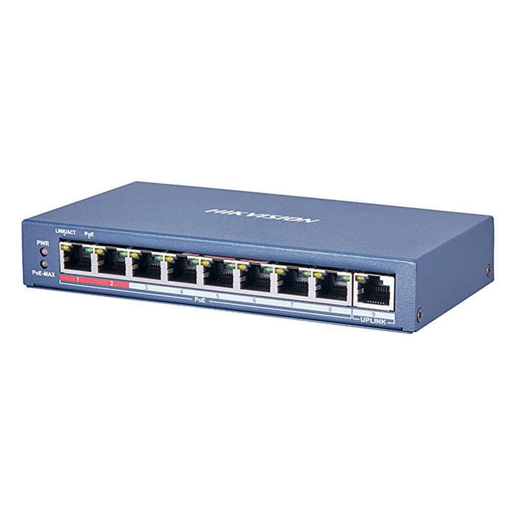 Hikvision DS-3E0109P-E/M(B) 8 Portlu 10/100 Fast Eth...
