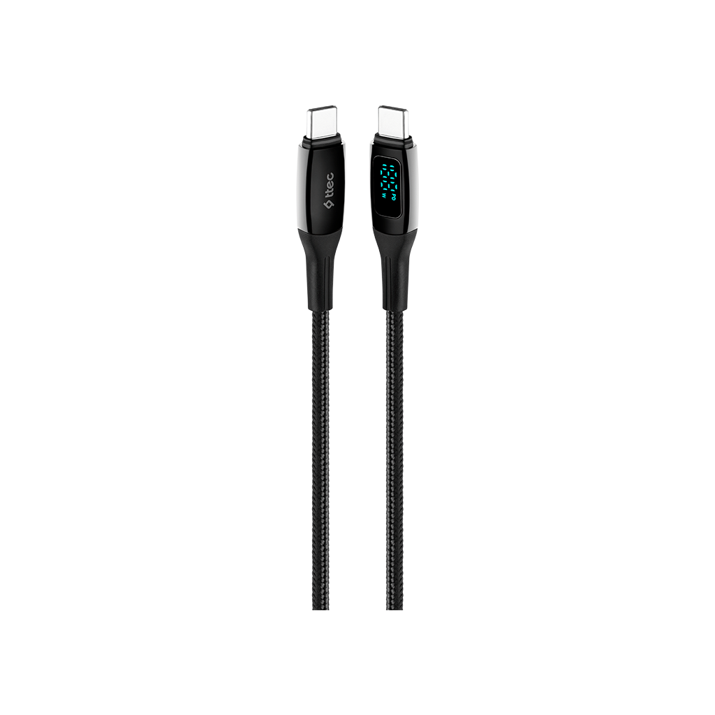 ttec AlumiCable LCD USB-C – USB-C 100W PD/QC 150cm H...