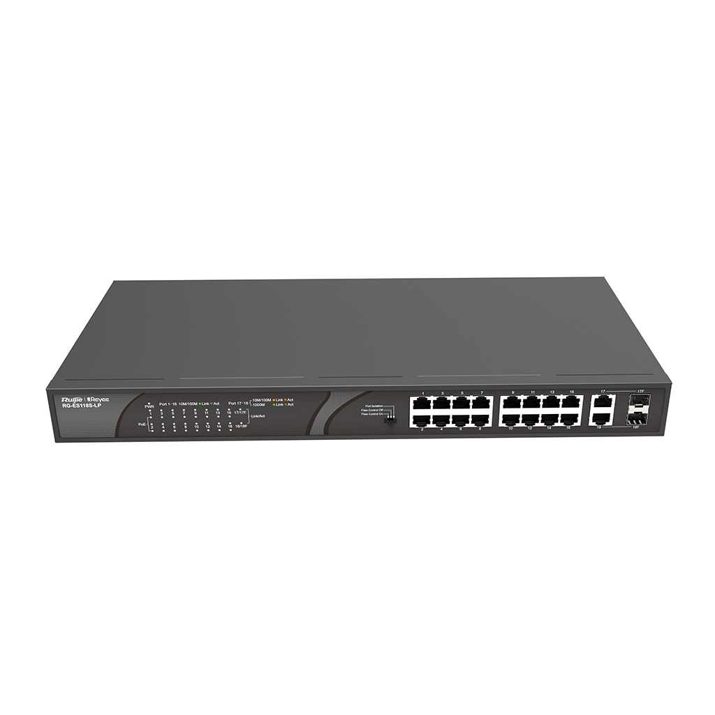 Reyee RG-ES118S-LP 18 Portlu, 10/100 Fast Ethernet, ...