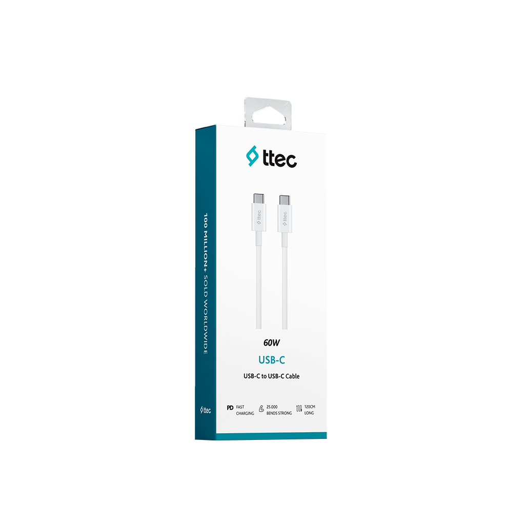 ttec USB-C - USB-C 120cm 60W PD/QC Hızlı Şarj/Data K...