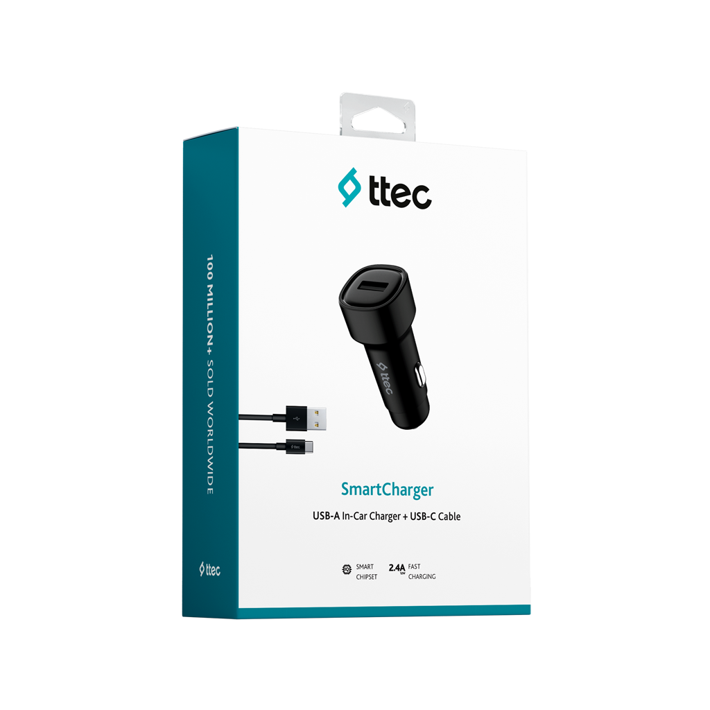 ttec SmartCharger 2.4A Araç Şarj Aleti  + USB-C Kablo