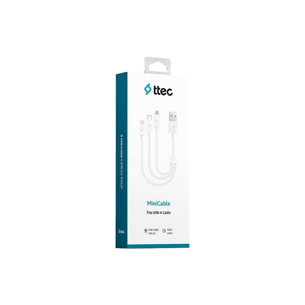 ttec MiniCable Trio 30cm Şarj Kablosu USB-A - USB-C ...