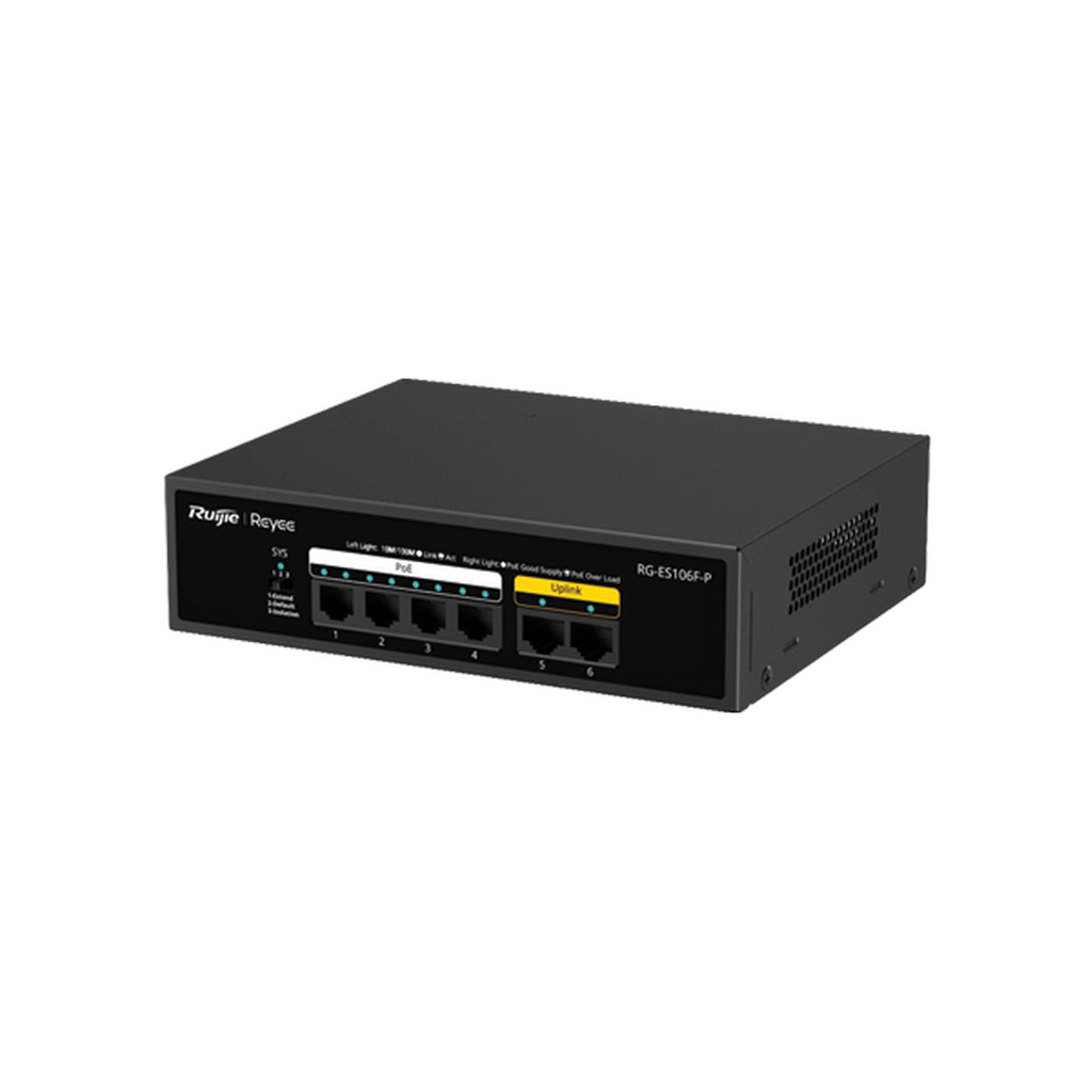 Reyee RG-ES106F-P 6 Portlu, 10/100 Fast Ethernet, Ta...