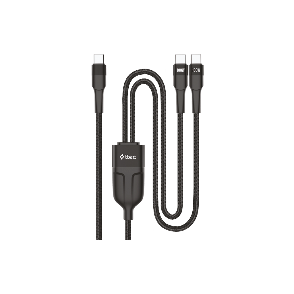 ttec AlumiCable Duo USB-C – 2* USB-C 100W 150cm Hızl...
