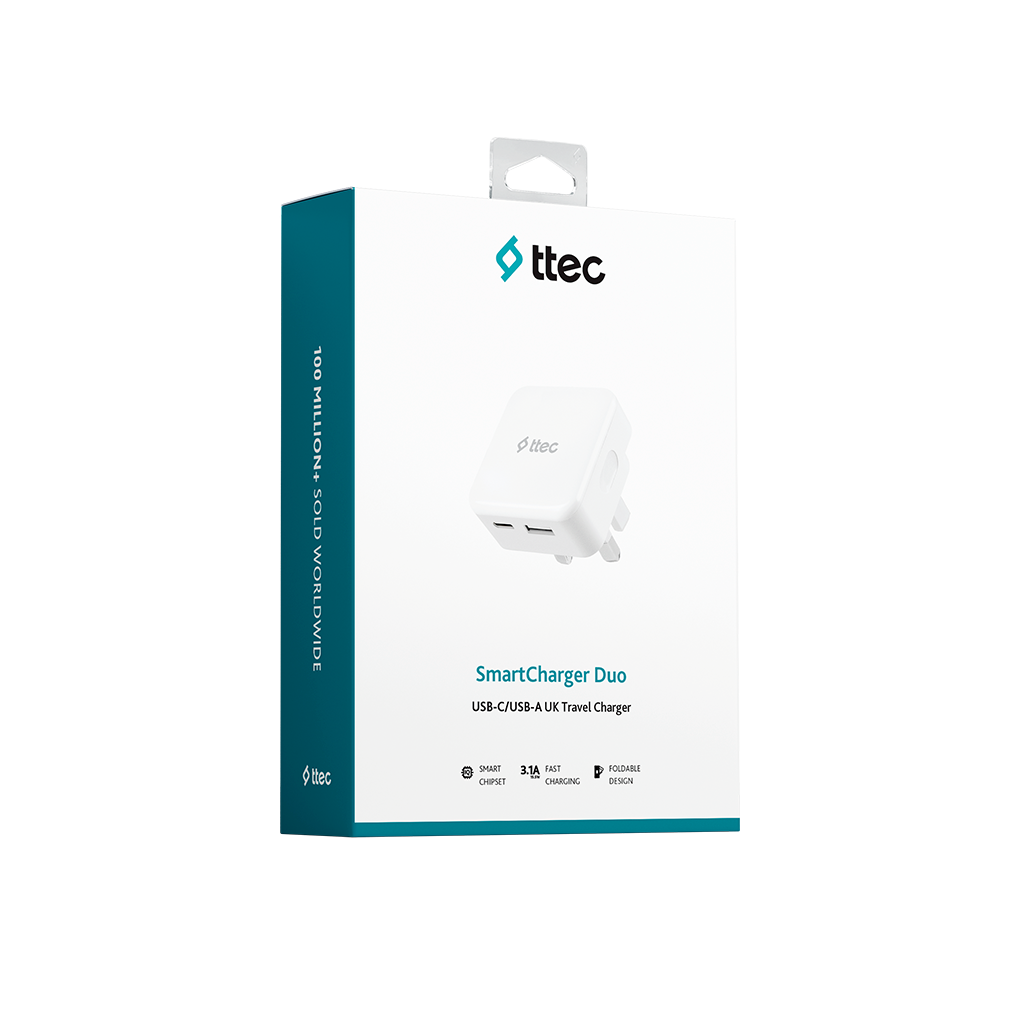 ttec SmartCharger Duo USB-C+USB-A 3.1A İngiltere (UK...